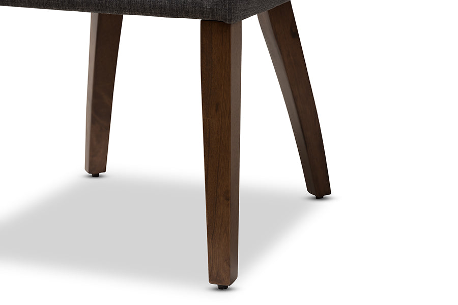 Wesley Mid-Century Modern Dark Grey Fabric Upholstered Walnut Finished Wood Dining Chair (Set of 2)