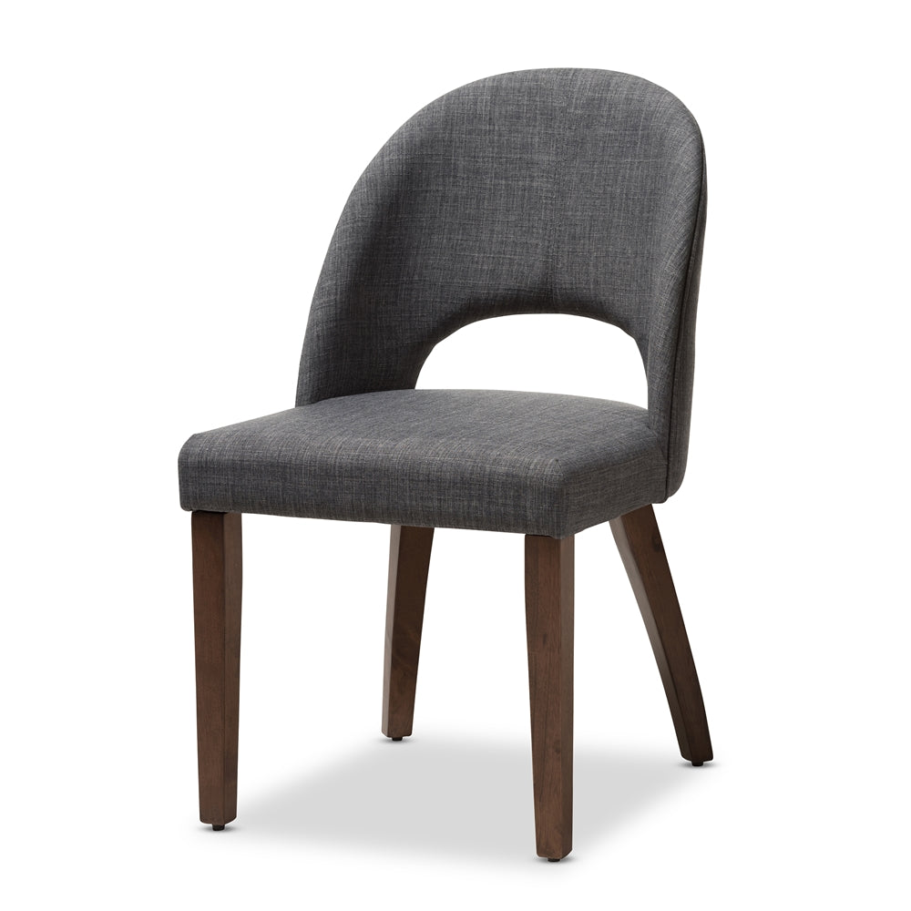 Wesley Mid-Century Modern Grey Fabric Upholstered Walnut Finished Wood 5-Piece Dining Set