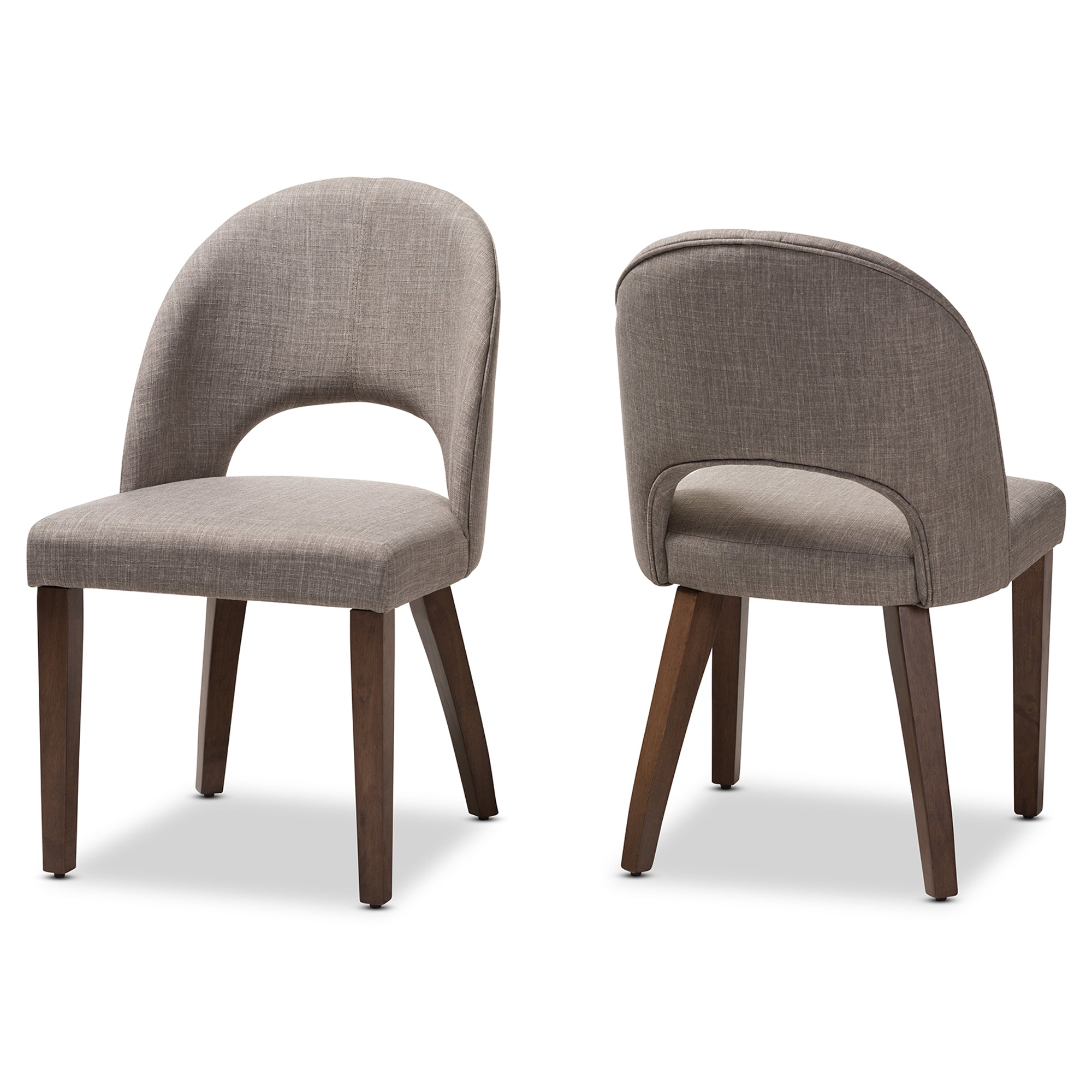 Wesley Mid-Century Modern Light Grey Fabric Upholstered Walnut Finished Wood Dining Chair (Set of 2)