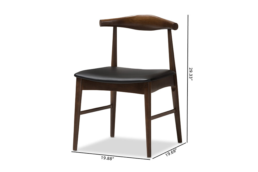 Winton Mid-Century Modern Walnut Wood Dining Chair (Set of 2)