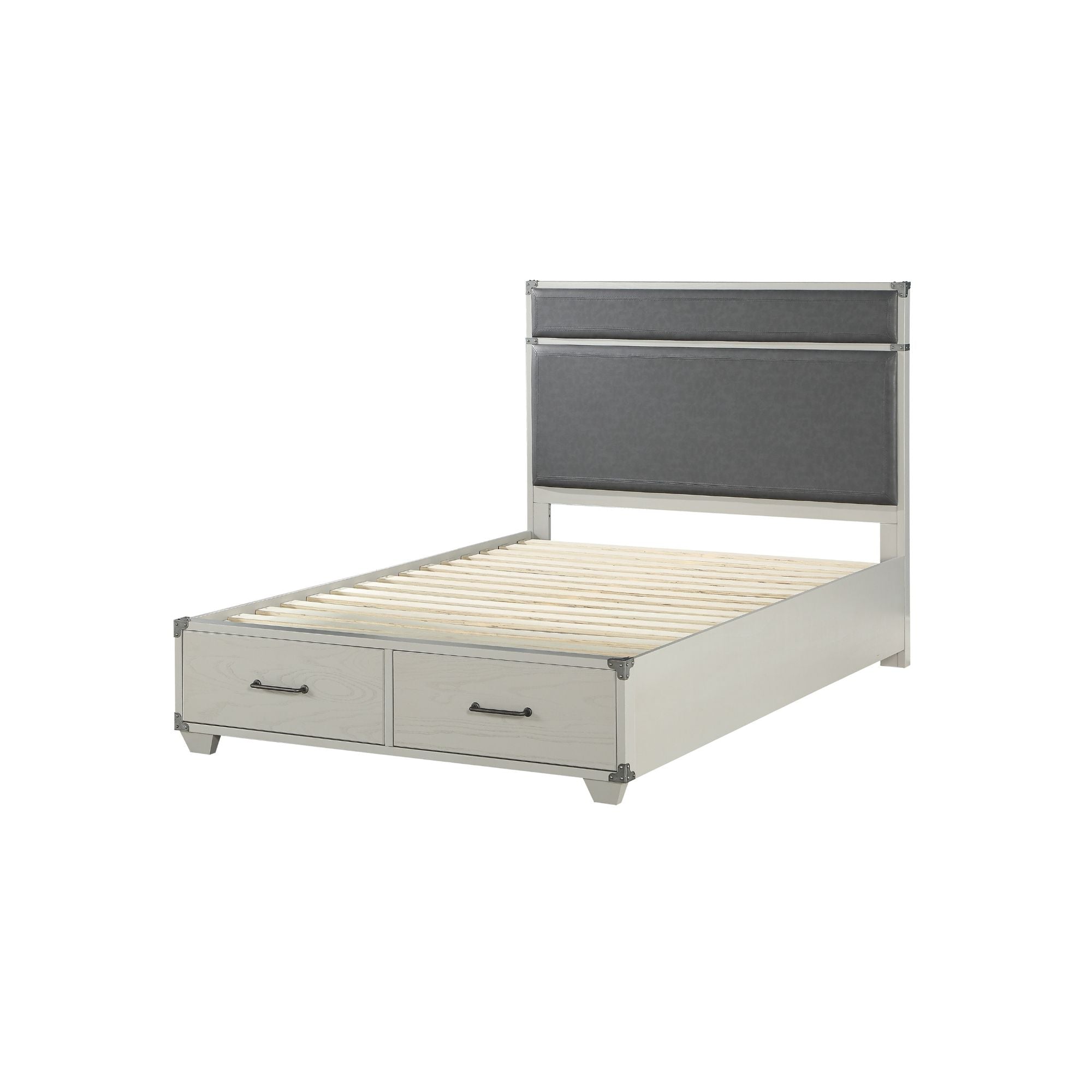 Orchest Full Bed, Gray Synthetic Leather & Gray