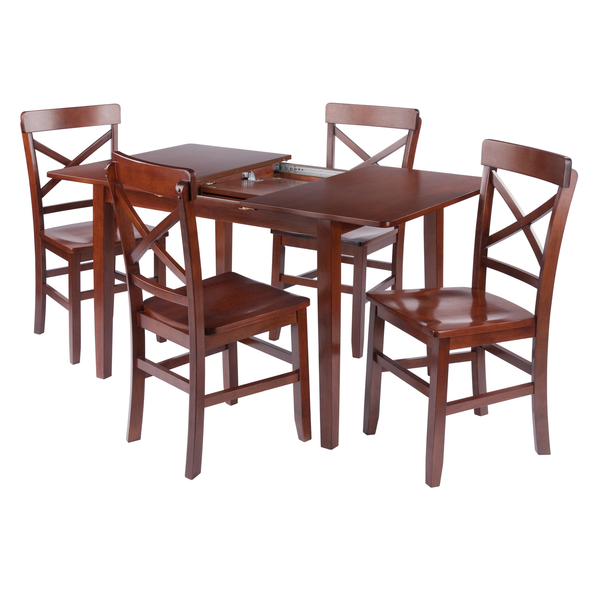 Darren 5-pc Set Dining Table w/X-Back Chairs, Walnut