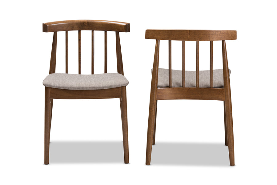 Wyatt Mid-Century Modern Walnut Wood Dining Chair (Set of 2)
