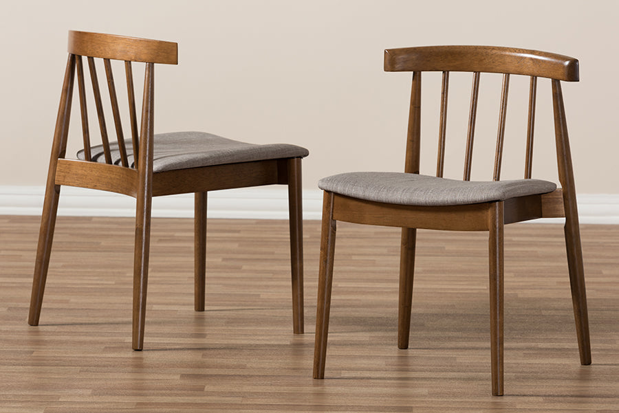 Wyatt Mid-Century Modern Walnut Wood Dining Chair (Set of 2)