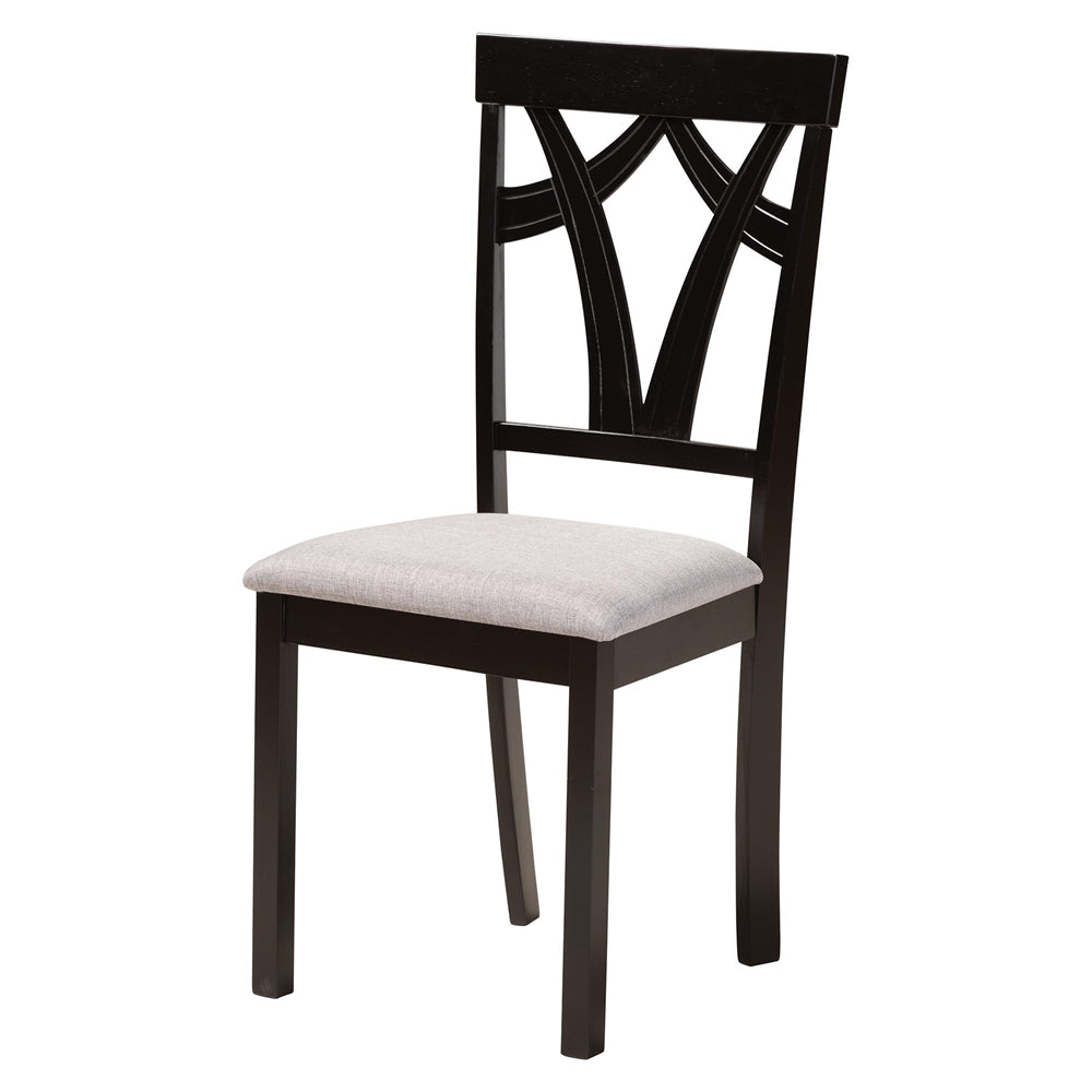 Luise Modern Grey Fabric and Dark Brown Finished Wood 7-Piece Dining Set