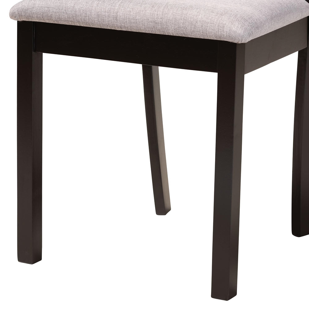 Luise Modern Grey Fabric and Dark Brown Finished Wood 7-Piece Dining Set