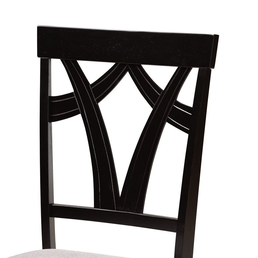 Telma Modern and Contemporary Grey Fabric Upholstered and Dark Brown Finished Wood 5-Piece Dining Set