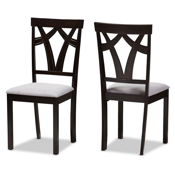 Sylvia Modern and Contemporary Grey Fabric Upholstered and Dark Brown Finished Dining Chair (Set of 2)