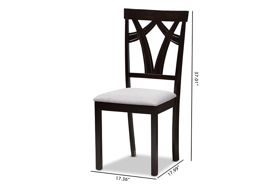 Sylvia Modern and Contemporary Grey Fabric Upholstered and Dark Brown Finished Dining Chair (Set of 2)