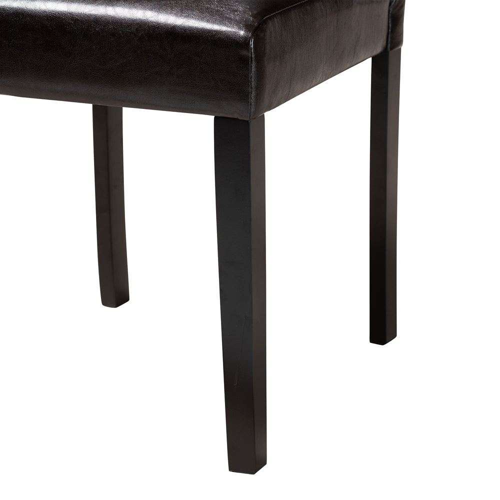 Asli Modern Espresso Brown Faux Leather and Wood 7-Piece Dining Set
