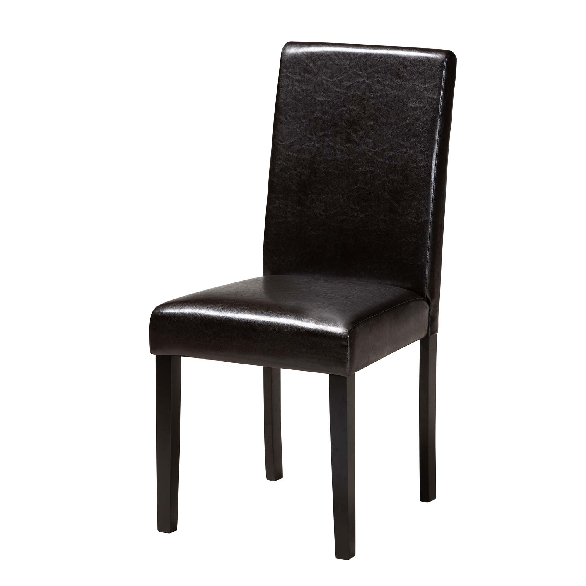 Bruna Modern Dark Brown Faux Leather and Espresso Brown Finished Wood 5-Piece Dining Set