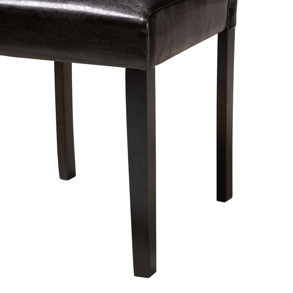 Bruna Modern Dark Brown Faux Leather and Espresso Brown Finished Wood 5-Piece Dining Set