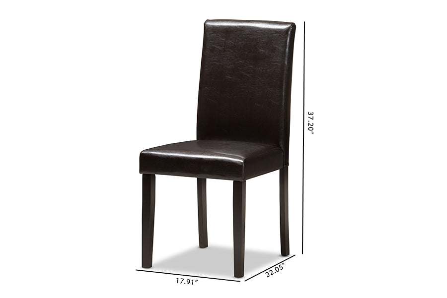 Mia Modern and Contemporary Dark Brown Faux Leather Upholstered Dining Chair (Set of 2)