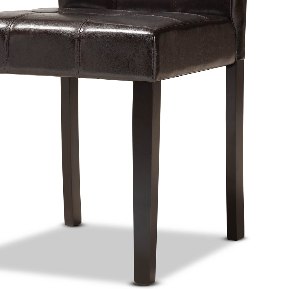 Marie Modern and Contemporary Dark Brown Faux Leather Upholstered and Dark brown Finished Wood 5-Piece Dining Set
