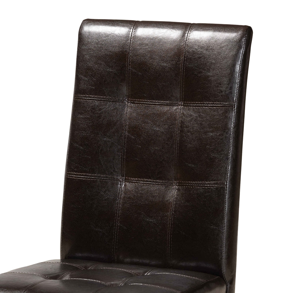 Vida Modern and Contemporary Dark Brown Faux Leather Upholstered and Dark Brown Finished Wood 5-Piece Dining Set