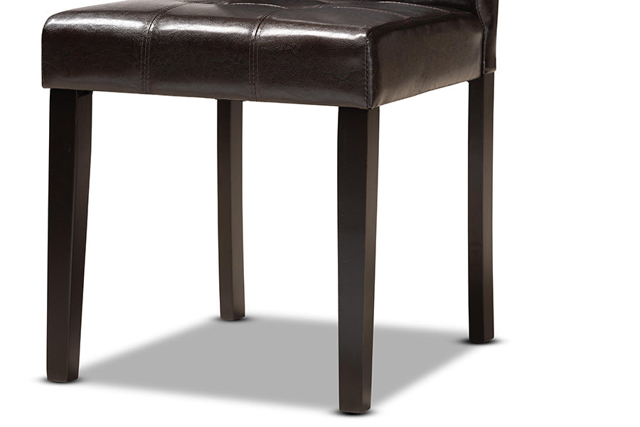 Vida Modern and Contemporary Dark Brown Faux Leather Upholstered and Dark Brown Finished Wood 5-Piece Dining Set