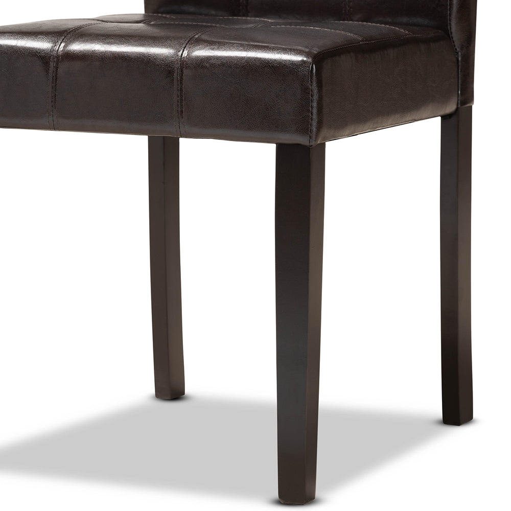 Elira Modern and Contemporary Dark Brown Faux Leather Upholstered and Dark Brown Finished Wood 5-Piece Dining Set