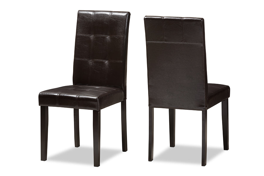 Avery Modern and Contemporary Dark Brown Faux Leather Upholstered 5-Piece Dining Set
