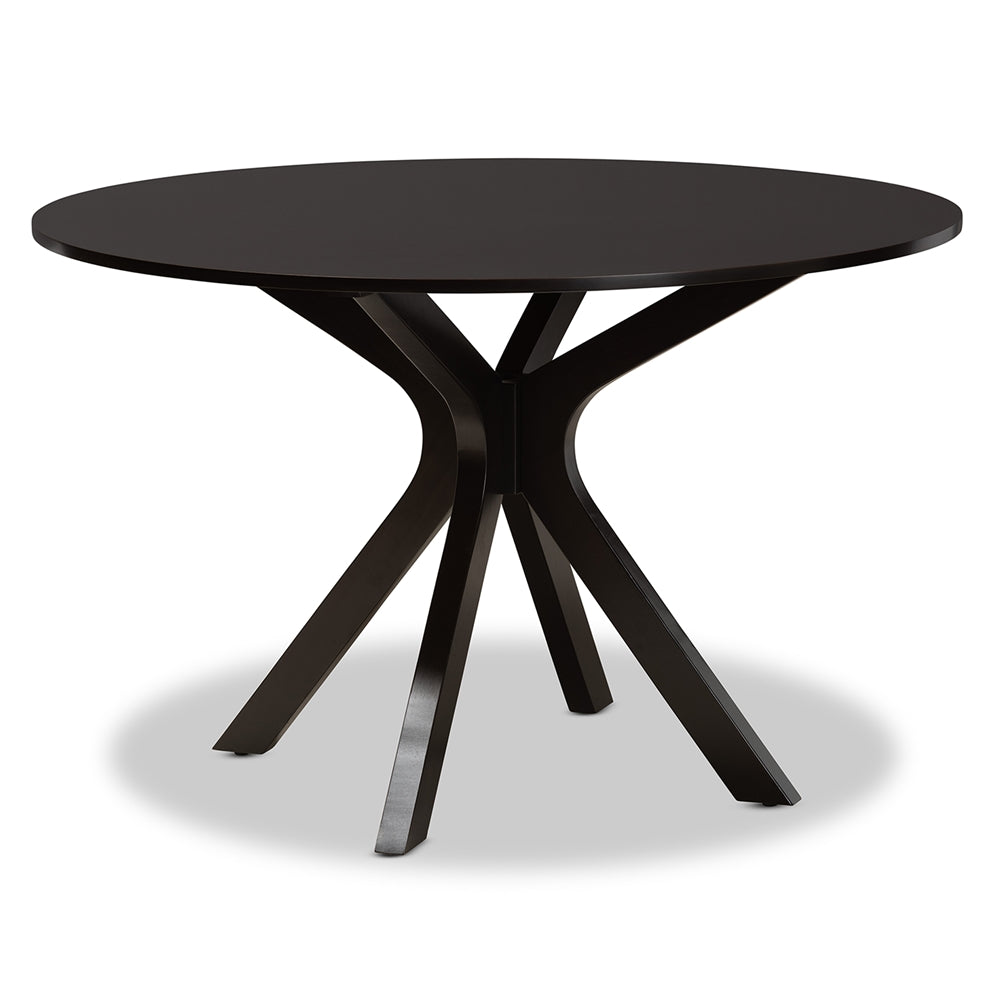 Jeane Modern and Contemporary Dark Brown Faux Leather Upholstered and Dark Brown Finished Wood 7-Piece Dining Set