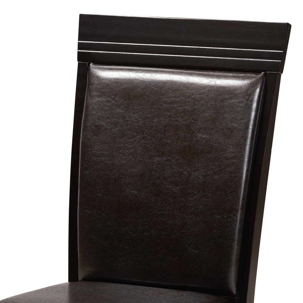 Jeane Modern and Contemporary Dark Brown Faux Leather Upholstered and Dark Brown Finished Wood 7-Piece Dining Set
