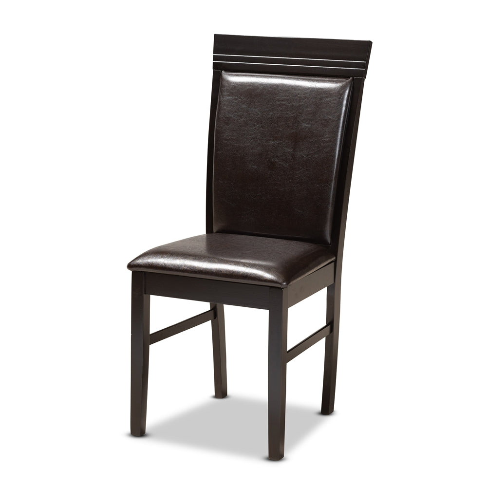 Irma Modern and Contemporary Dark Brown Faux Leather Upholstered and Dark Brown Finished Wood 5-Piece Dining Set