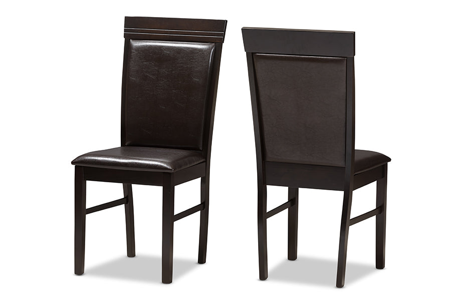 Thea Modern and Contemporary Dark Brown Faux Leather Upholstered 5-Piece Dining Set