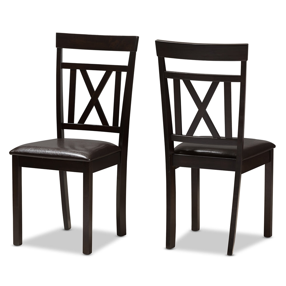 Rosie Modern and Contemporary Dark Brown Faux Leather Upholstered 5-Piece Dining Set
