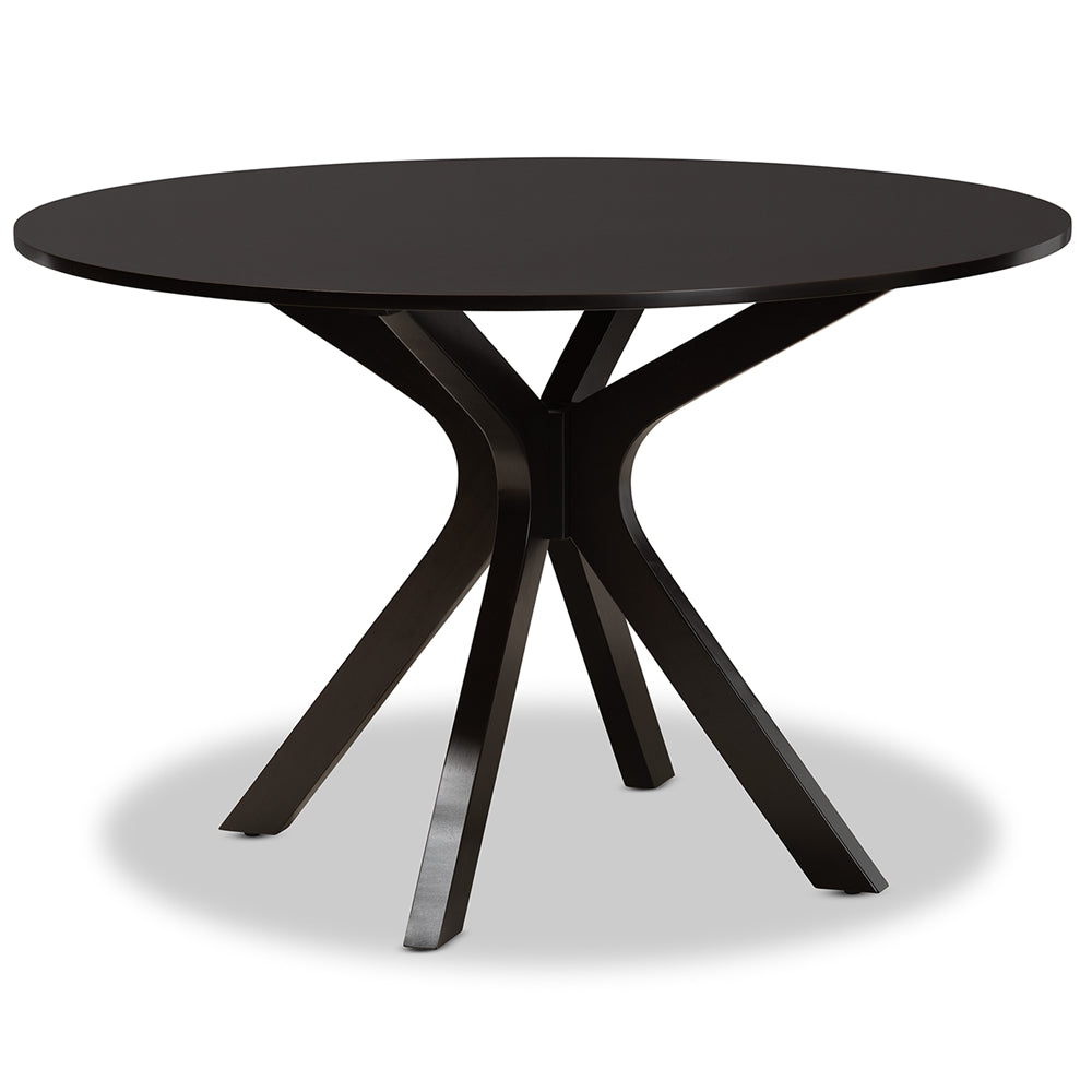 Kenyon Modern and Contemporary Dark Brown Faux Leather Upholstered and Dark Brown Finished Wood 7-Piece Dining Set