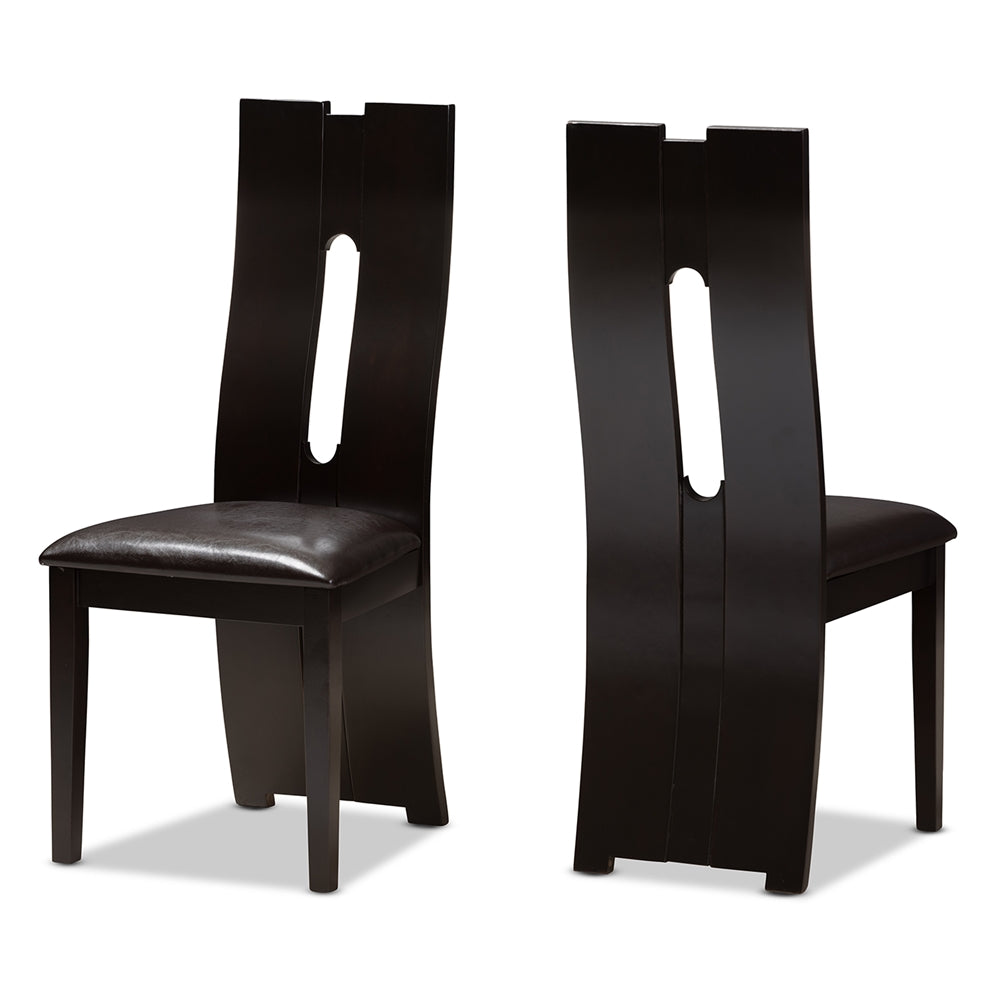 Alani Modern and Contemporary Dark Brown Faux Leather Upholstered 5-Piece Dining Set