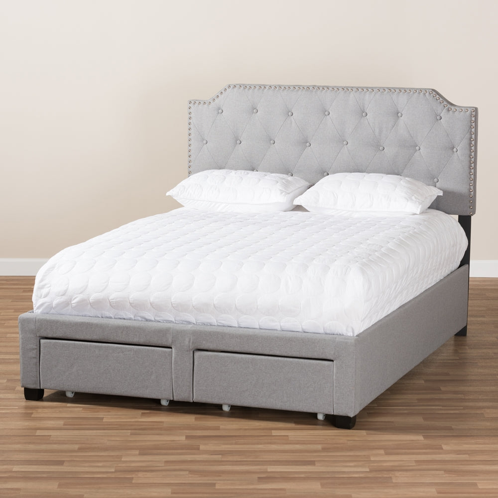 Aubrianne Grey Fabric Upholstered Queen Storage Bed