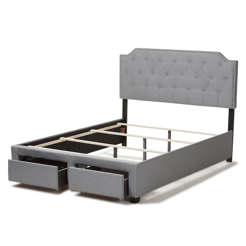 Aubrianne Grey Fabric Upholstered Queen Storage Bed