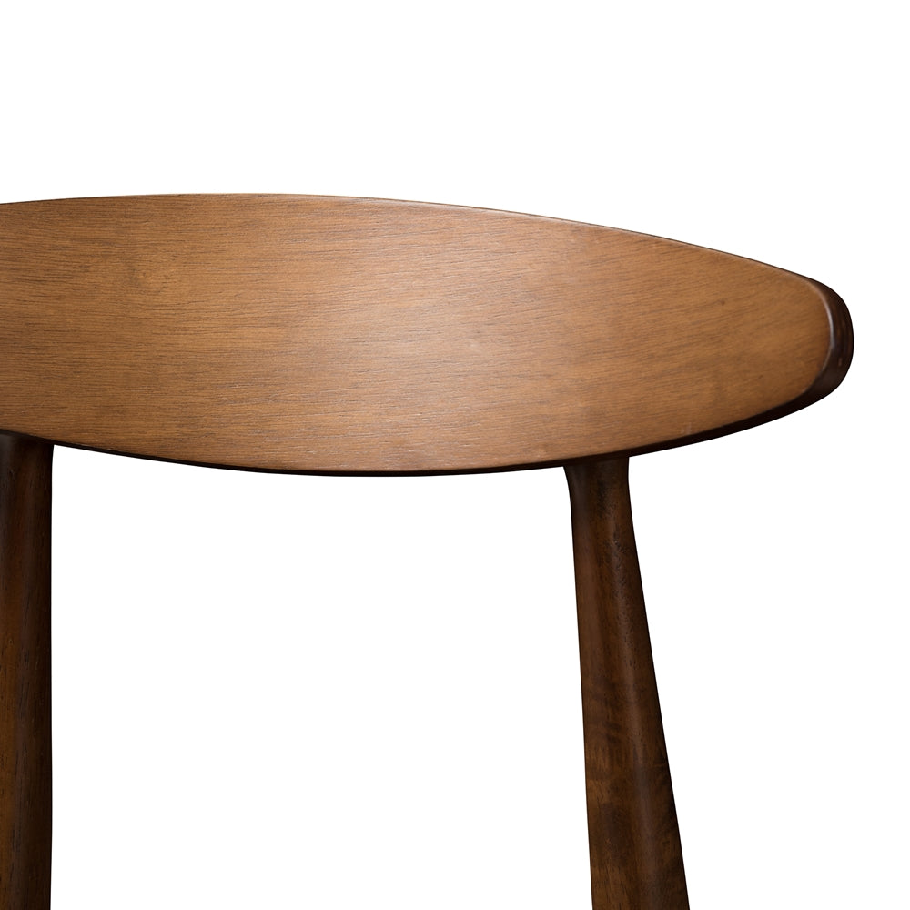 Flora Mid-Century Modern Black Faux Leather Upholstered Walnut Finished Bar Stool (Set of 2)
