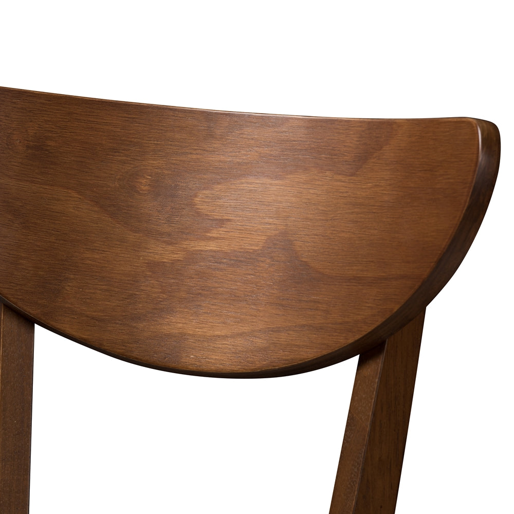 Eline Mid-Century Modern Black Faux Leather Upholstered Walnut Finished Counter Stool (Set of 2)