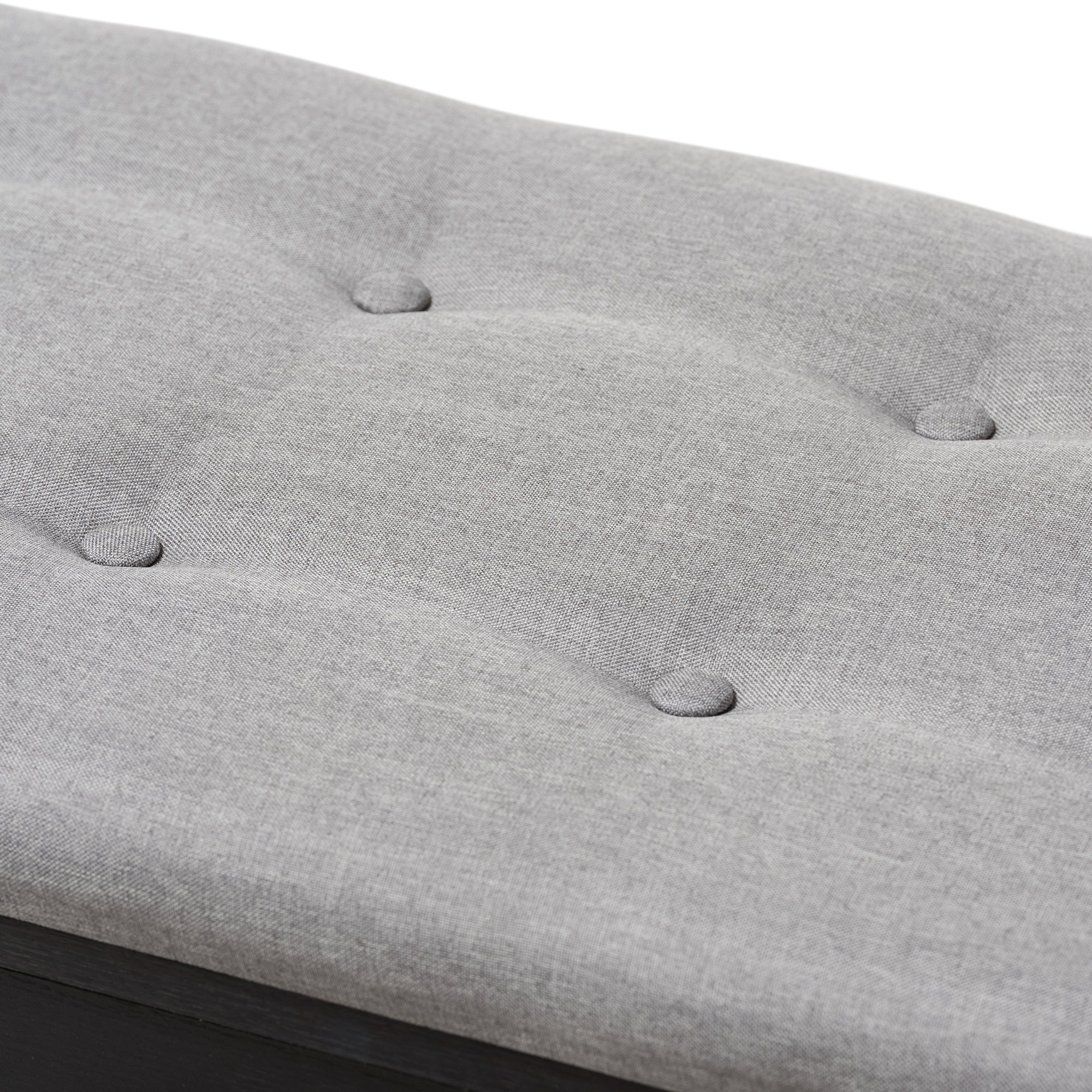 Modern and Contemporary Espresso Finished Grey Fabric Upholstered Cushioned Entryway Bench