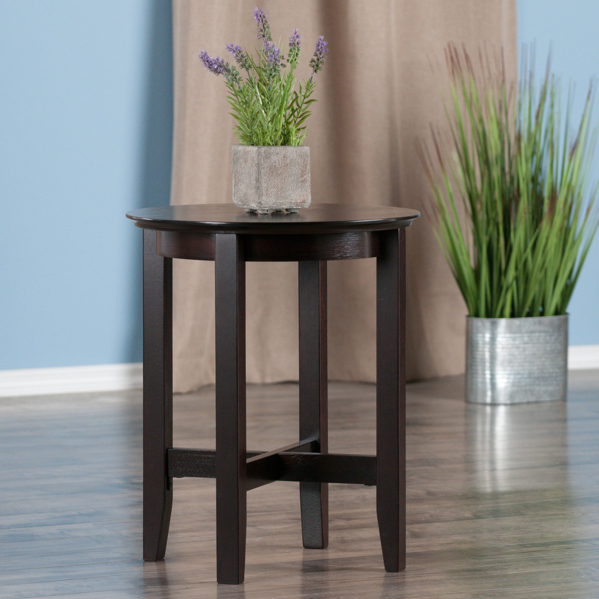 Toby Round Accent End Table, in Espresso