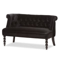 Flax Victorian Style Contemporary Black Velvet Fabric Upholstered 2-seater Loveseat