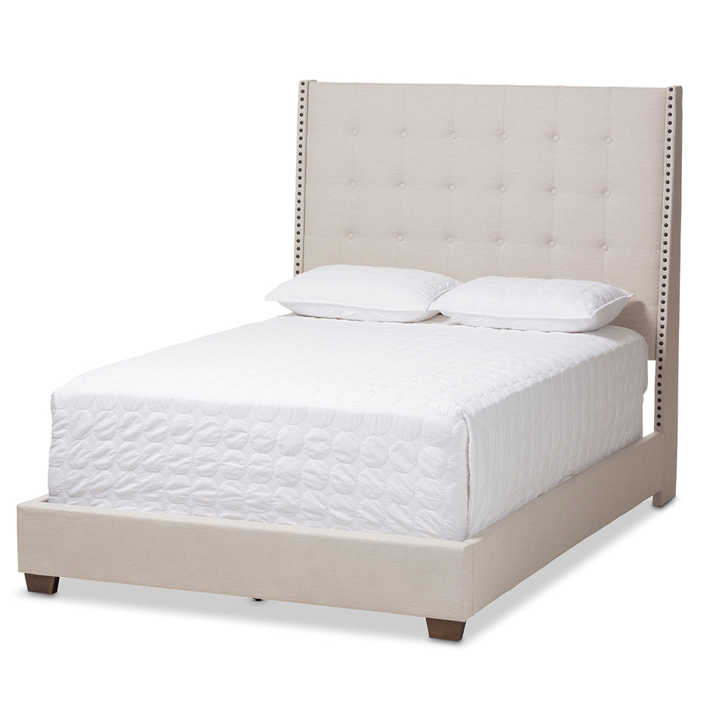 Georgette Light Grey Fabric Upholstered King Size Bed