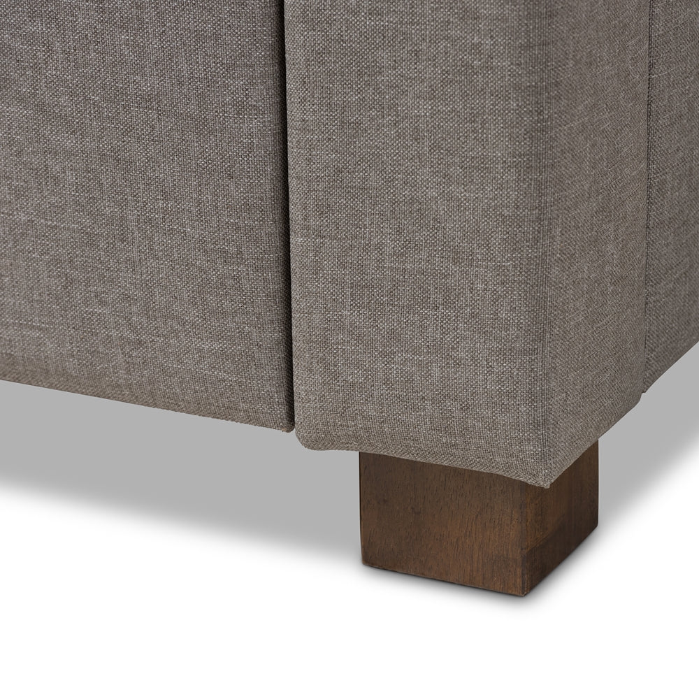 Aurelie Modern Light Grey Fabric Upholstered King Size Storage Bed