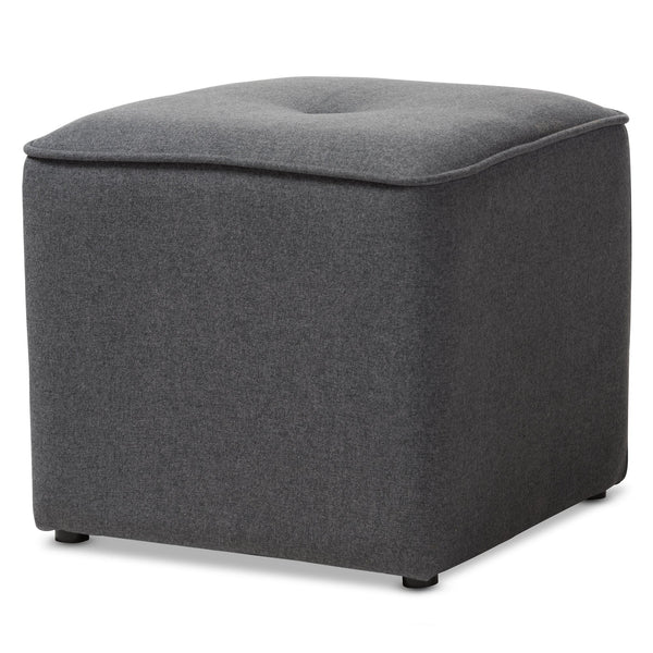Corinne Modern and Contemporary Dark Grey Fabric Upholstered Ottoman