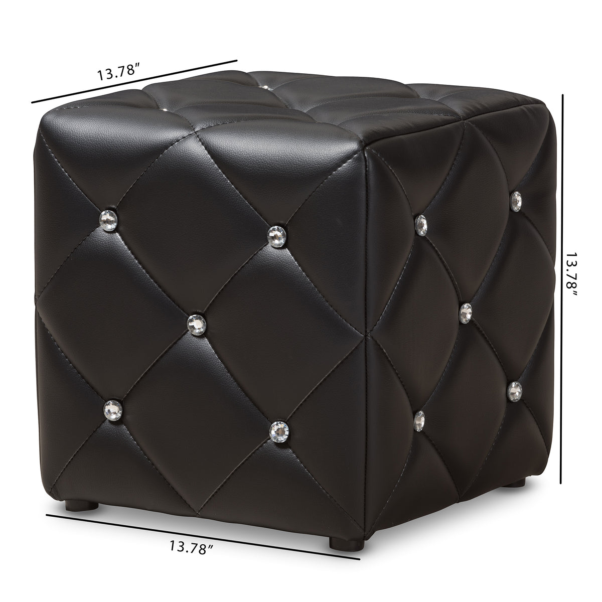 Stacey Modern and Contemporary Black Faux Leather Upholstered Ottoman