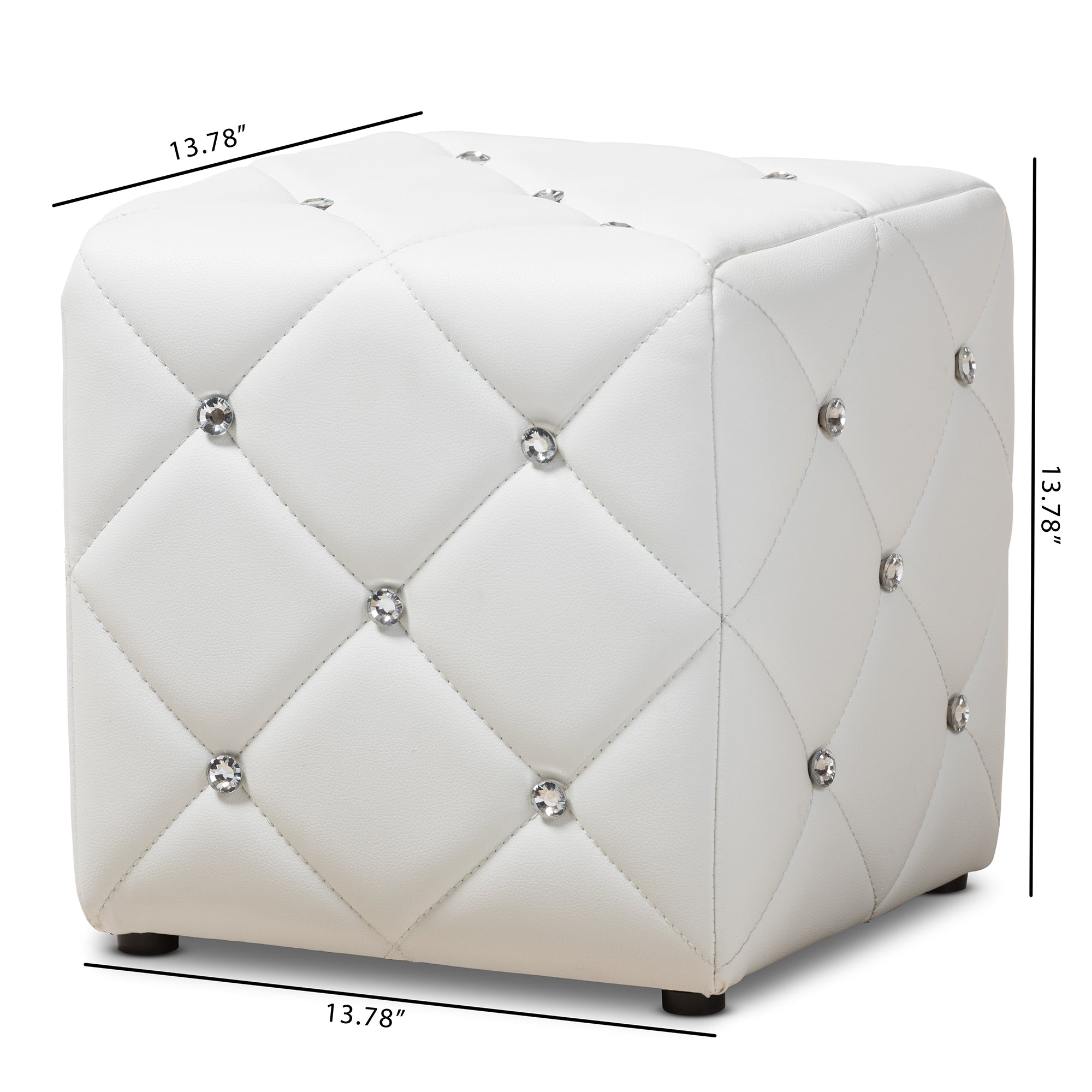 Stacey Modern and Contemporary White Faux Leather Upholstered Ottoman