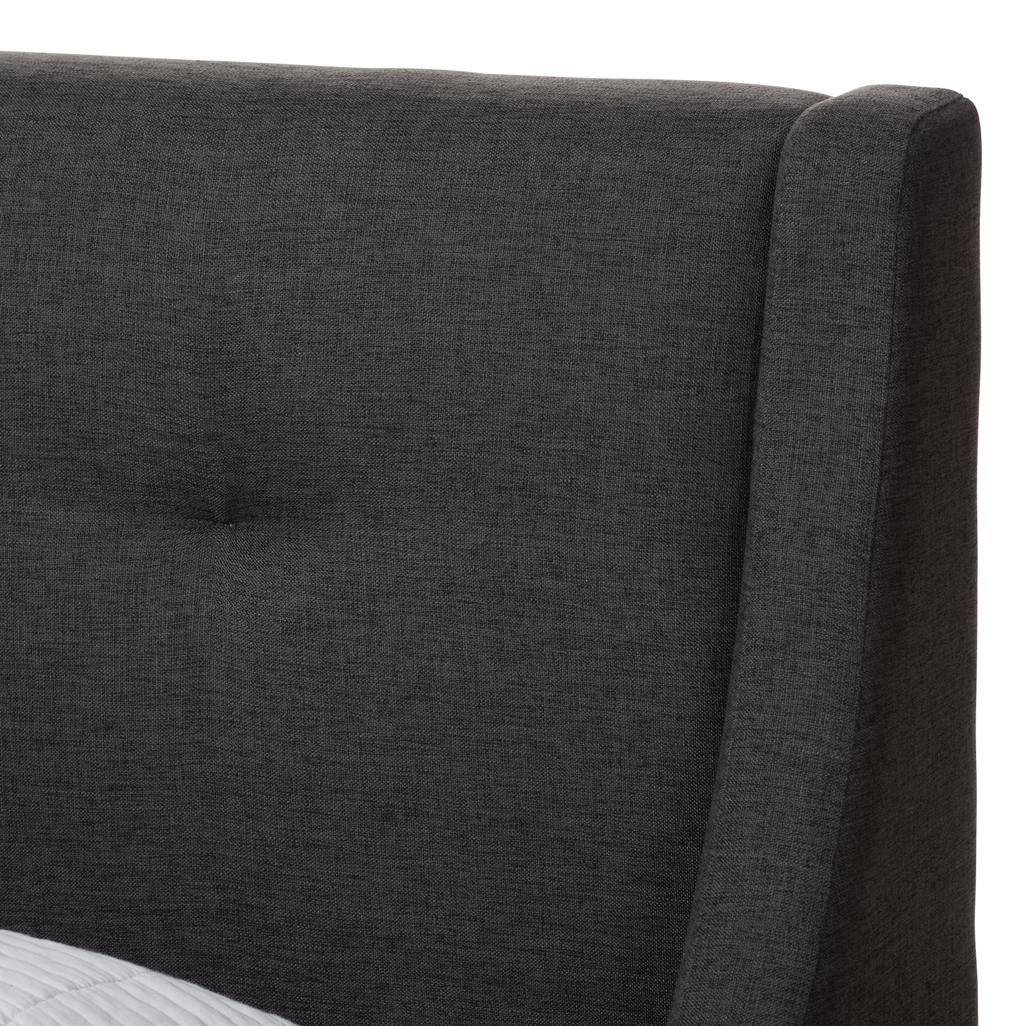 Louvain Dark Grey Fabric Upholstered Walnut-Finished Twin Sized Platform Bed