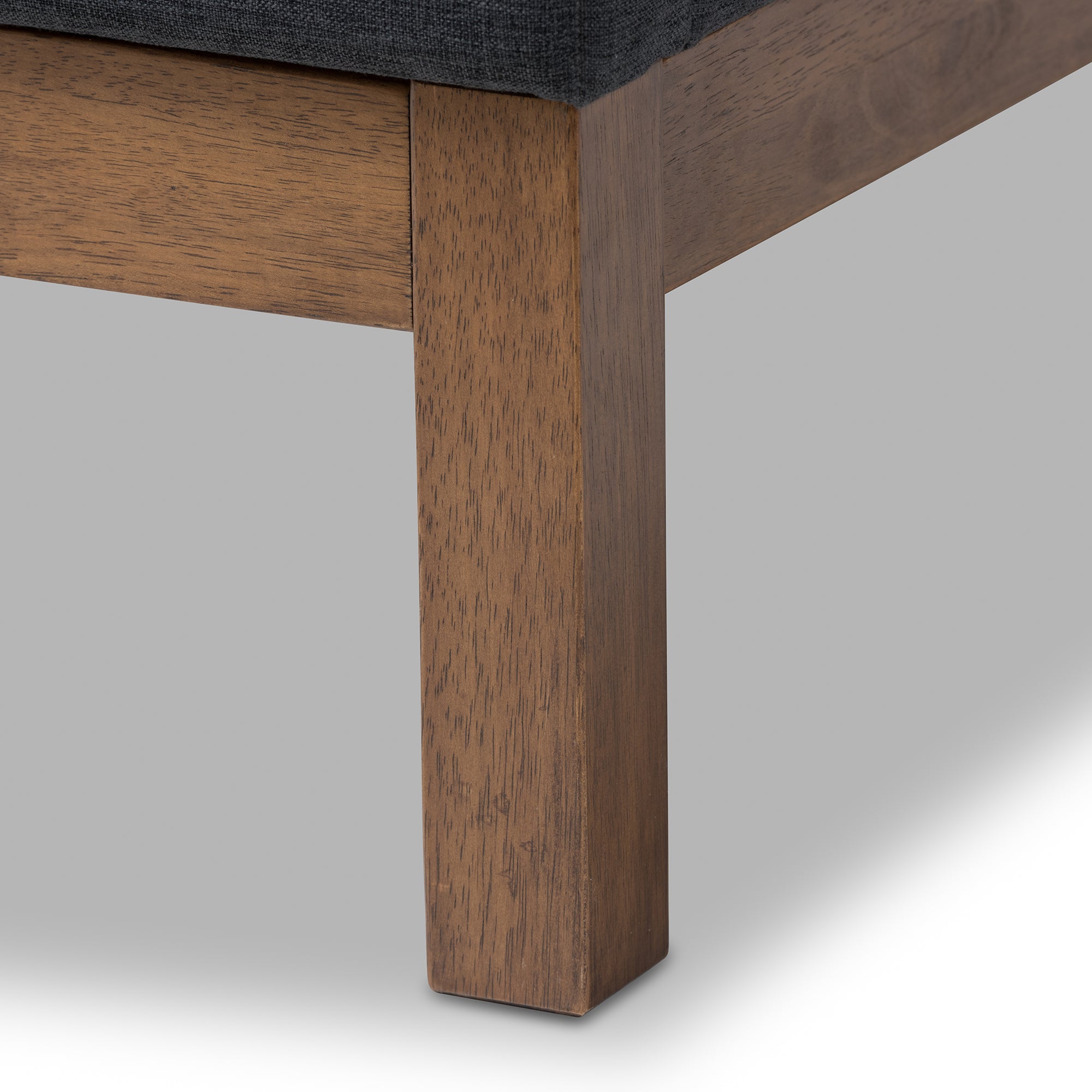 Louvain Dark Grey Fabric Upholstered Walnut-Finished Twin Sized Platform Bed