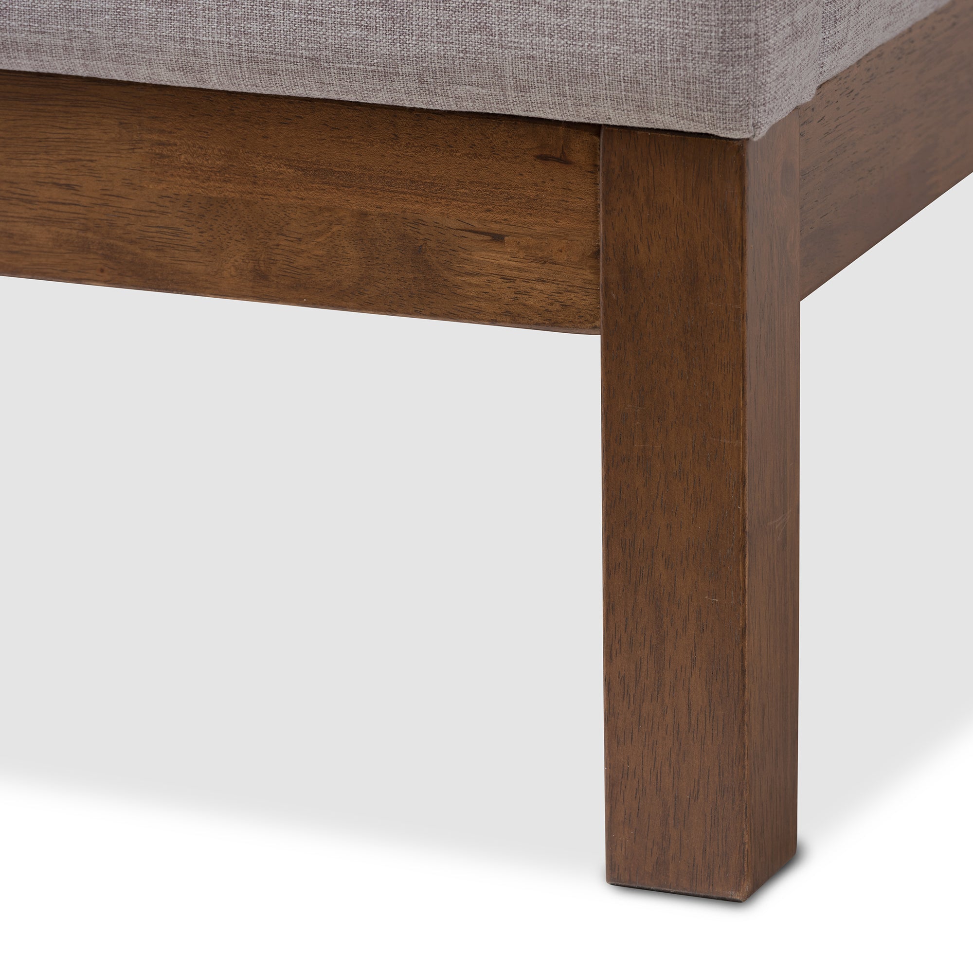 Louvain Modern and Contemporary Greyish Beige Fabric Upholstered Walnut-Finished Full Sized Platform Bed