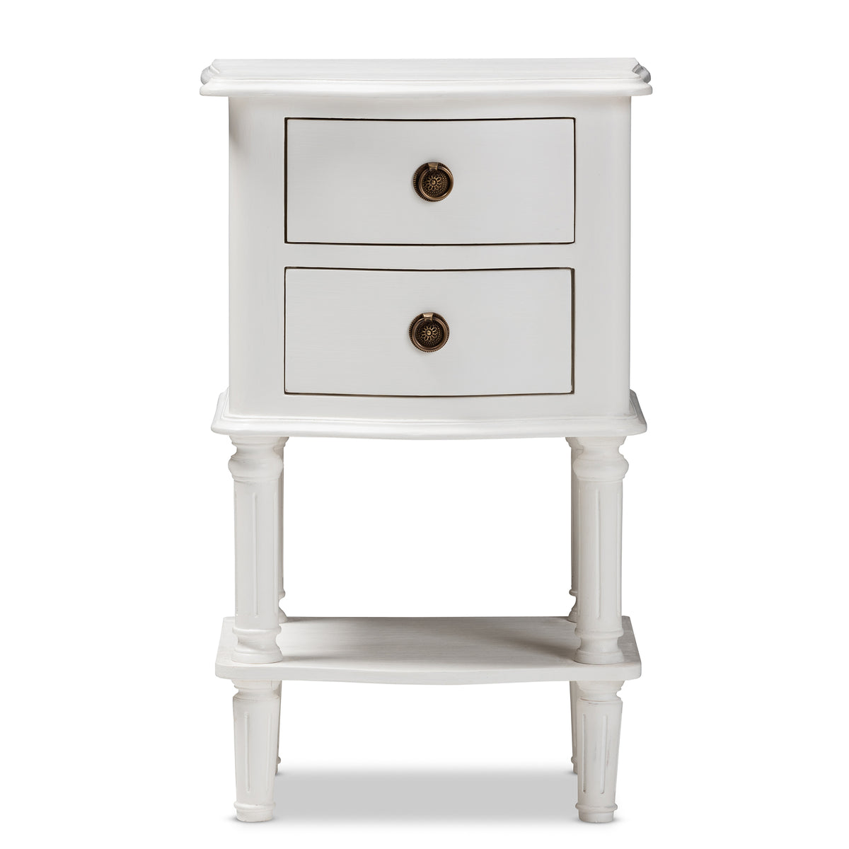Audrey Country Cottage Farmhouse White Finished 2-Drawer Nightstand