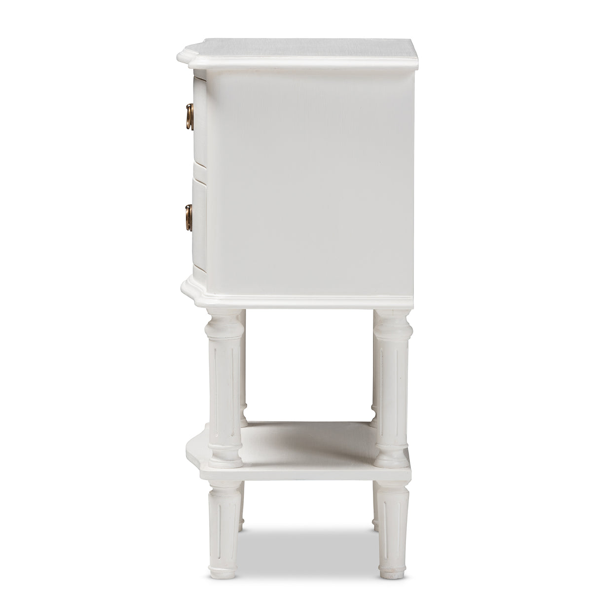 Audrey Country Cottage Farmhouse White Finished 2-Drawer Nightstand