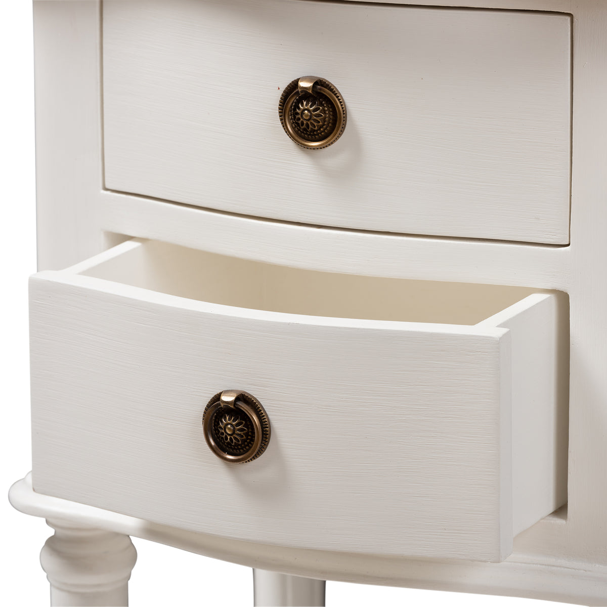 Audrey Country Cottage Farmhouse White Finished 2-Drawer Nightstand