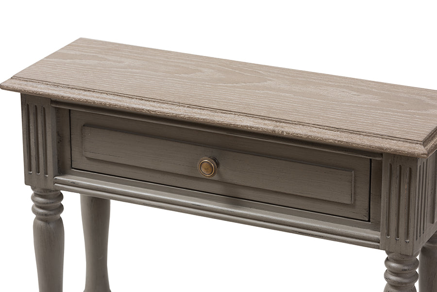 Noemie Country Cottage Farmhouse Brown Finished 1-Drawer Console Table