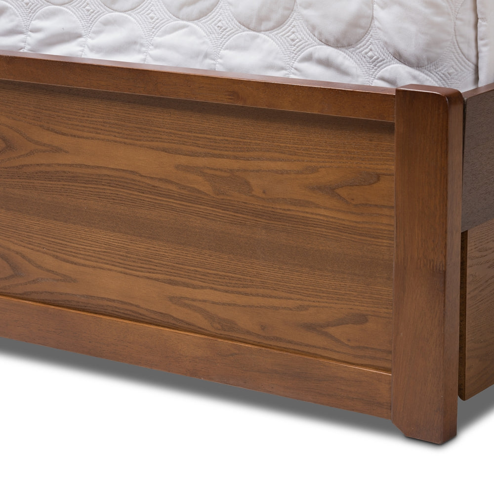 Raurey Walnut Finished Queen Size Storage Platform Bed