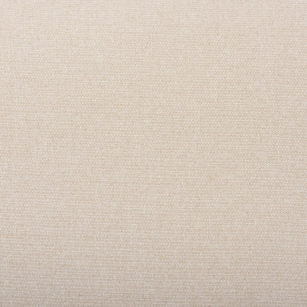 Sandrine Modern and Contemporary Light Beige Fabric Upholstered Walnut Brown Finished Wood Ottoman